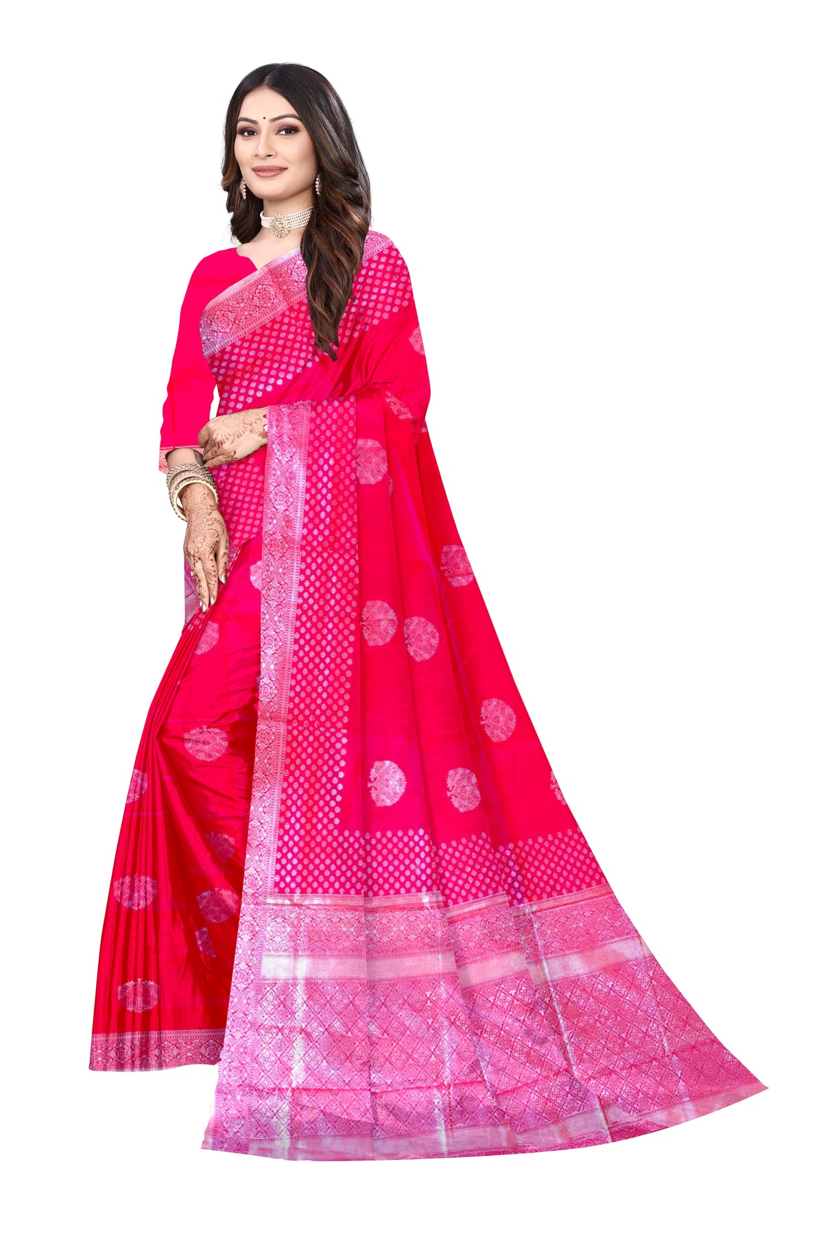 Rosy Pink Chanderi Silk Saree (R - 1098)