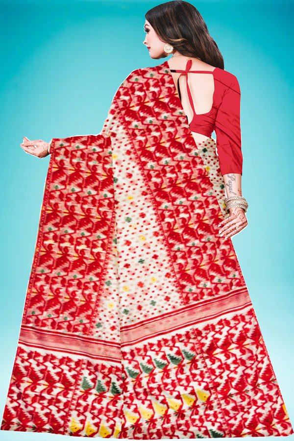 jamdani cotton mul saree buy online