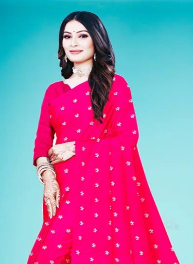 khadi cotton pink saree