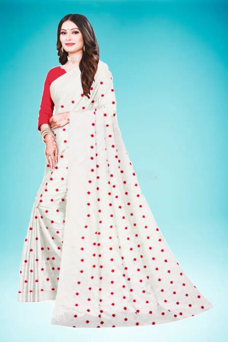 white khadi cotton saree