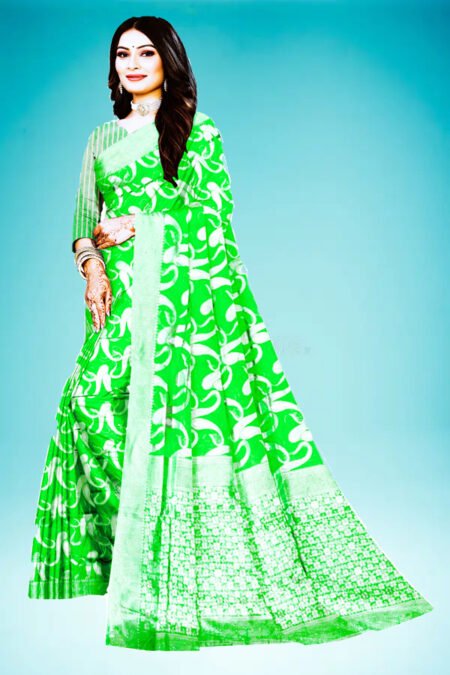 green cotton saree
