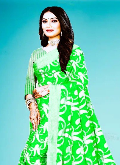 green cotton saree