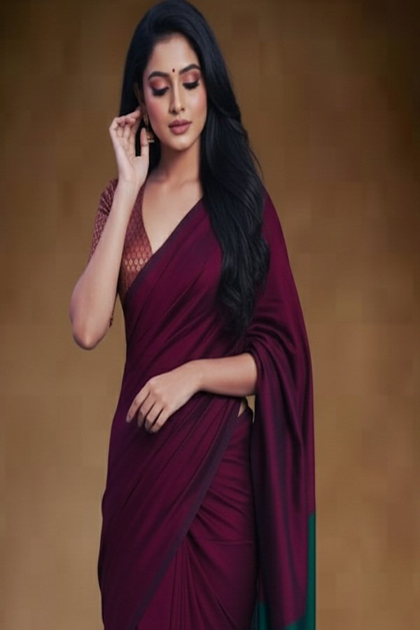 red plain khadi saree -swamini sarees