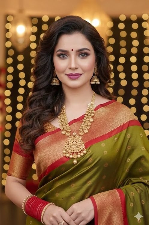 olive green paithani silk kalanjali butti front view by swamini sarees