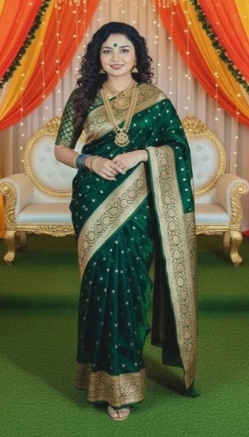 wedding banarasi silk saree traditional draped-on model swamini sarees