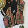 black red designer embroidery readymade blouse front view by swamini sarees