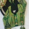 green designer emboridery readymade blouse front view by swamini sarees
