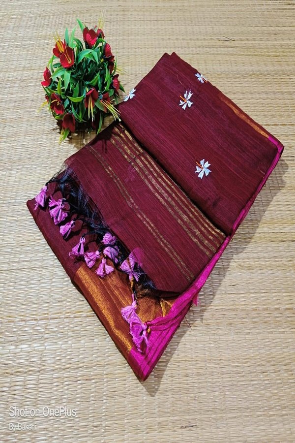 maroon prajakta saree by swamini sarees
